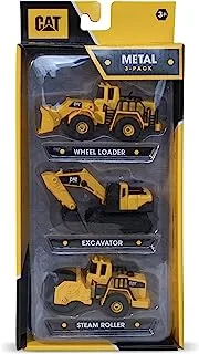 CAT Funrise Die Cast Metal Wheel Loader, Excavator and Steam Roller, Yellow, Set of 3, 82274