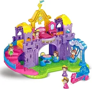 Fitto Princess Mini Castle Dollhouse with 4 Rooms Small 2 Storey Castle Houses Playset with 2 Dolls Furniture 1 Horse Carriage