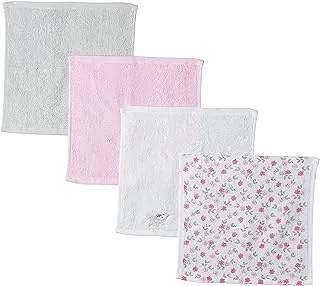 Luvable Friends Floral Print Woven Terry Washcloths 4-Pieces, Pink