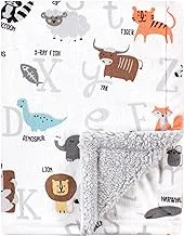 Hudson Baby Unisex Plush Mink and Sherpa Blanket, Alphabet Animals, One Size