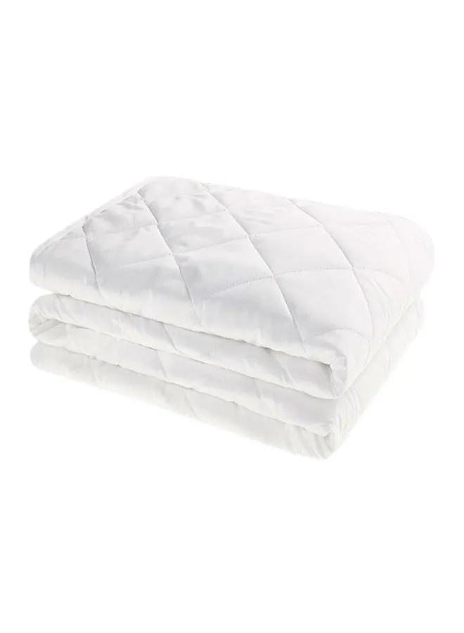 Kingtex Quilted Mattress Protector Polyester Blend White 90x190cm