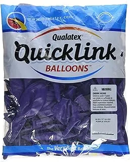 Qualatex Quick Links Plain Latex Balloons 50-Pieces, 12-inch Size, Purple Violet