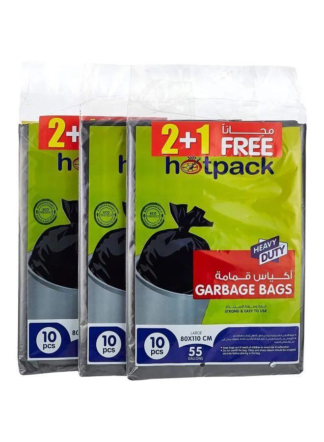 Hotpack Pack Of 3 Flat Garbage Bags 55 Gallon Black 80x110cm