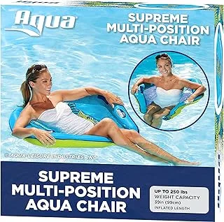 AQUA Deluxe Supreme Hex Pool Chair Lounge, Luxury Fabric, Suntanner Float, Adult Heavy Duty, Blue Fern