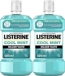 Listerine Mouthwash, Cool Mint, Milder Taste, 500ml, Pack of 2