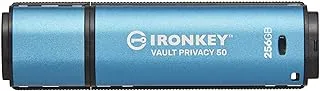 Kingston IronKey Vault Privacy 50 256 جيجا بايت USB مشفر | فيبس 197 | AES-256 بت | الحماية ضد هجوم USB | خيارات متعددة كلمات المرور | IKVP50 / 256 جيجابايت