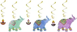 Elephant and diya diwali themed hanging swirls for happy diwali home party decorations