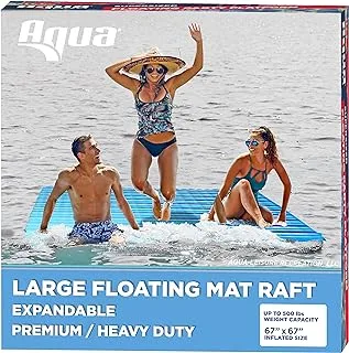 Aqua Ultimate Comfort Pool Lounger, Lake Raft, Two 2-Person Lake-Ocean-Pool Float, Heavy Duty, X-Large, Navy/White Stripe, 64” x 53” (162 cm x 135 cm), B07P83G3F6