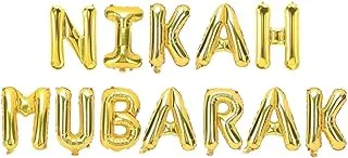 Prickly Pear Nikah Mubarak Foil Balloons, Gold