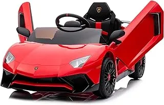 Baybee Licensed Aventador Battery Operated Car for Kids, Ride on Toys Kids Car with Leather Seat, Music & Light | Baby Big Electric Car | Battery Car for Kids to Drive 2 to 6 Years Boys Girls (Red)