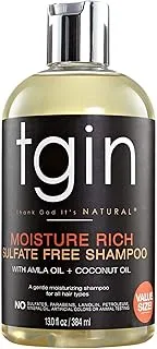 TGIN Thank God It's Natural Moisture Rich Sulfate Free Shampoo With Amla Oil + Coconut 13 Fl oz