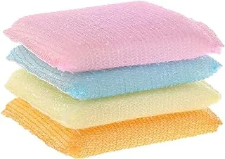 SAQOCLEAN 4-Peices Kitchen Cleaning Sponge, Non-Scratch Double-Sided Scrubber Sponge Brush for Dishes Sink and Bathroom Efficient Scouring Pad for Pot, Pan, Household Cookware