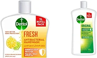 Dettol Handwash Liquid Soap Fresh Pump for Effective Germ Protection & Personal Hygiene, 1L & Handwash Liquid Soap Original Refill for Effective Germ Protection & Personal Hygiene, 1L