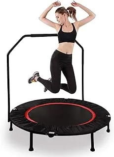 RedSwing Mini Trampoline Rebounders للبالغين والأطفال ، 40 بوصة و 50 بوصة قابلة للطي للياقة الترامبولين مع شريط قابل للإزالة ، أقصى تحميل 270 رطلاً ، أسود / برتقالي