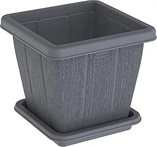 Cosmoplast 10L Cedargrain Square Planter with Tray