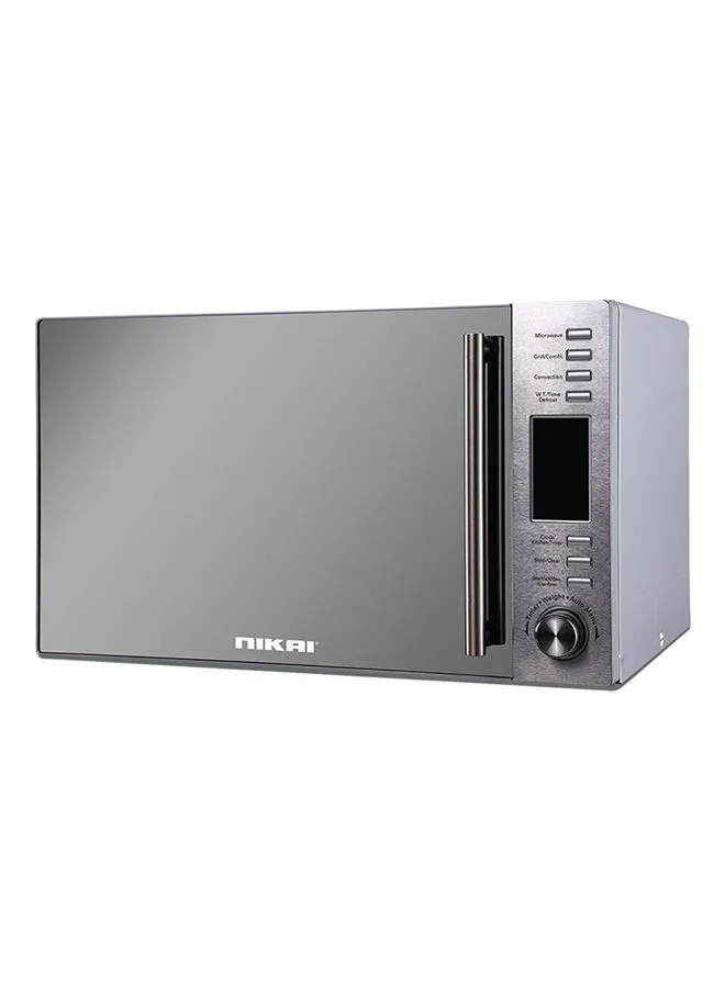 NIKAI Microwave Oven, Grill Function, Digital Control, Mirror Finish, Defrost By Timing And Weight, Cooking End Signal, Child Safety Lock, Stainless Steel Panel 30 L 900 W NMO300MDG Silver