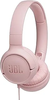 JBL Tune 500 Wired On-Ear Headphones, Deep JBL Pure Bass Sound, 1-Button Remote/Mic, Lightweight and Foldable Design, Tangle-Free Flat Cable, Voice Assistant - Pink, JBLT500PIK