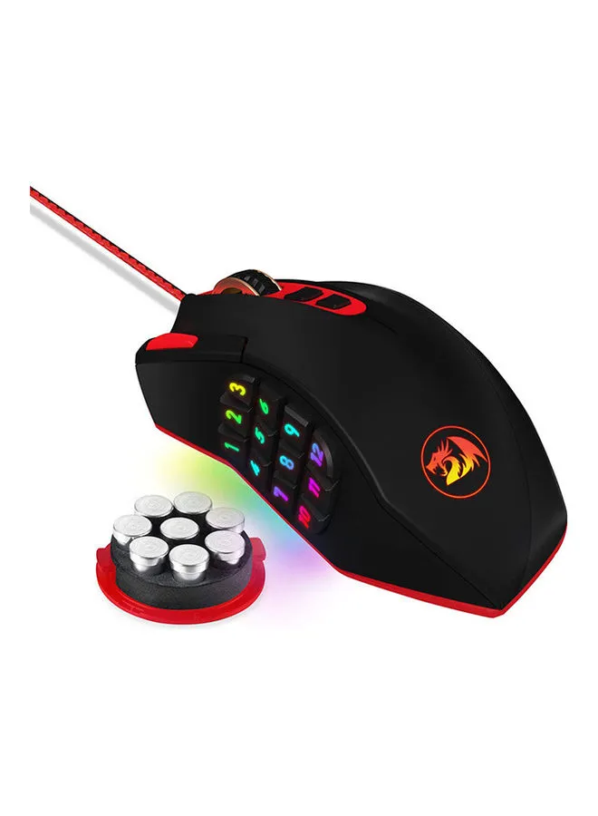 REDRAGON Redragon M901 Gaming Mouse RGB Backlit MMO 19 Macro Programmable Buttons with Weight Tuning Set, 12400 DPI for Windows PC Computer (Wired, Black)