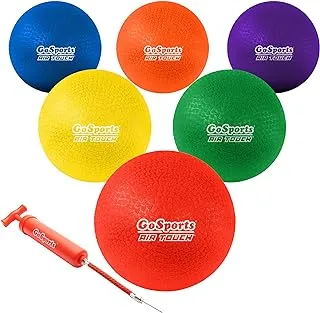 GoSports Playground Balls for Kids (Heavy Duty Set of 6) with Carry Bag and Ball Pump (Choose 8.5” or 10” Sizes)