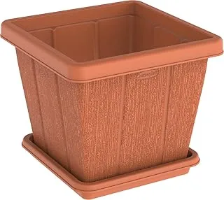 Cosmoplast 20L Cedargrain Square Planter with Tray