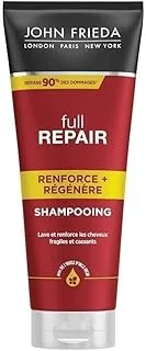 John Frieda Full Repair Strengthen + Restore Shampoo 250 Ml, Strengthening And Repairing Shampoo For Dry, Stressed And Damaged Hair