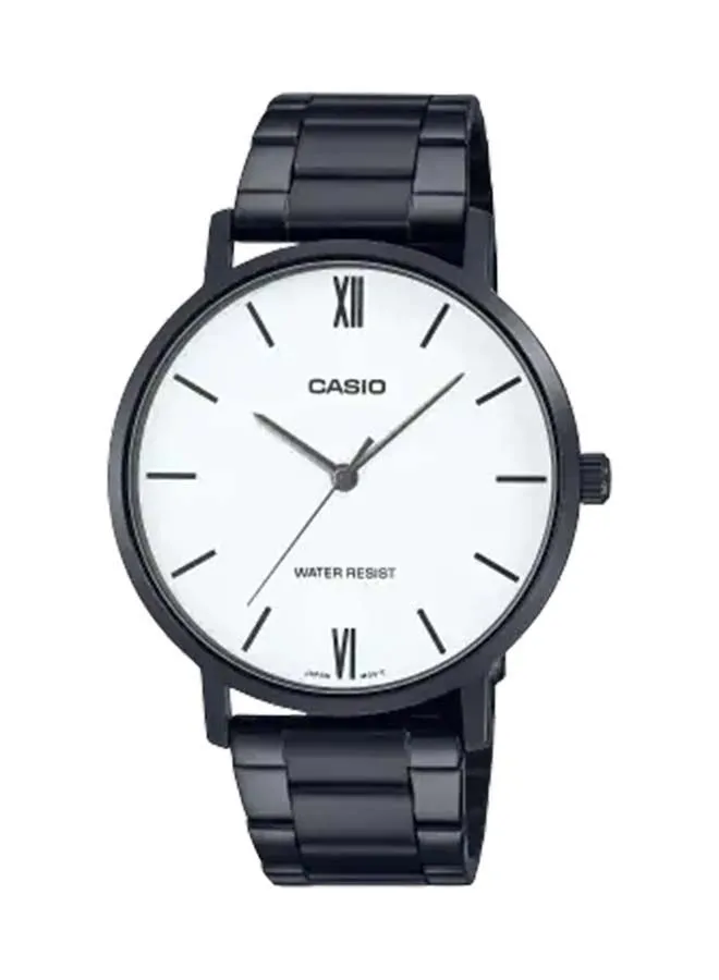 CASIO Analog Round Waterproof Wrist Watch With Stainless Steel MTP-VT01B-7BUDF