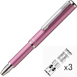 Zebra SL-F1 Mini Ballpoint Pen Black Ink BA55-P + عبوة BR-8A-4C-BK ، مجموعة من 3 (وردي ، 0.7 مم)