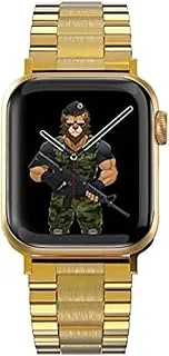 Green Lion Mettalic Grande Acero Correa Bracelet Compatible for Apple Watch 1/2/3/4/5/6/7/8/SE - 42/44/45mm,Gold