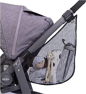 J.L. Childress Side Sling, Universal Fit Stroller Mesh Cargo Net and Organizer, Extra Storage Space, Non-Slip Adjustable Straps, Black