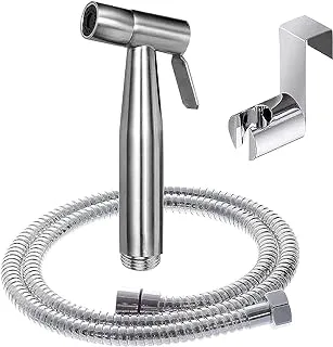 SKY-TOUCH 3 Pcs Bidet Toilet Spray Gun Set, Handheld Bidet Sprayer Shattaf with Stainless Steel Chrome Hose Toilet Water Sprayer, Silver