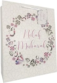 Prickly Pear Mubarak Confetti Gift Bag, White/Rose Gold