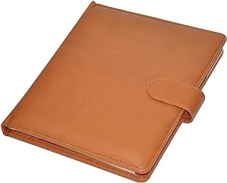 FIS FSGT1823PUWBR Single Ruled Executive Folder with Italian PU Cover, 80 Sheets, 18 cm x 23 cm Size, Brown