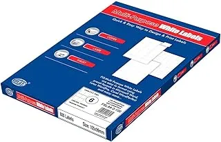 FIS FSLA6-2-100 6 Stickers Multipurpose Laser Label 100 Sheet, A4 Size, White