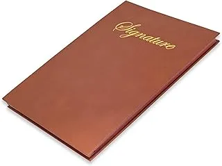 FIS FSCL18 Vinyl Material Cover Signature Book, 18 Sheets, 240 mm x 340 mm Size, Brown