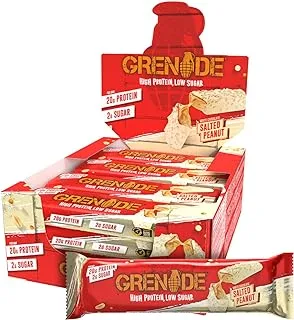 Grenade High Protein, Low Sugar Bar - White Chocolate Salted Peanut, 12 x 60 g