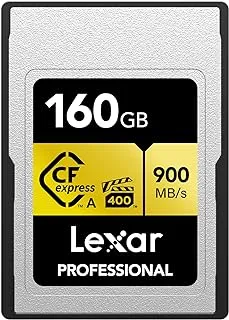 Lexar Professional 160GB CFexpress Type A Gold Series Memory Card, Up to 900MB/s Read, Cinema-Quality 8K Video, Rated VPG 400 (LCAGOLD160G-RNENG)