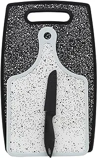 Cuisine Art 2 Cutting Board With Knife, Grey/Black 23x19x15centimeter, 3-Piece Set