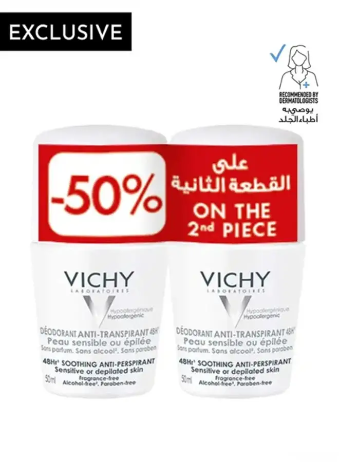 VICHY Buy 1 Soothing Anti-Perspirant Deodorant & Get 50% Off On The Second One Limited Time Offer 100ml