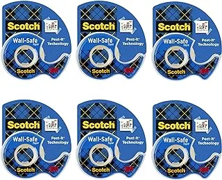 Scotch Wall-Safe Tape on a Dispenser 3/4 x 650 in (19mm x 16.5m), 6 dispensers/pack | Invisible | Sticks Securely | Removes Cleanly | Photo Safe | Scotch Tape | Tape dispenser