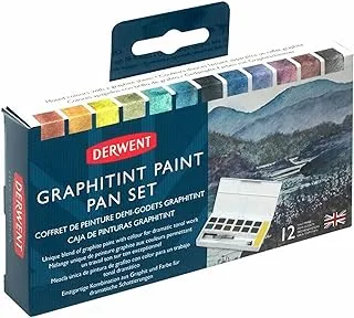 Derwent Graphitint Paint Travel Set Palette, Includes 12 Colours, Waterbrush & Sponge, Painting, Professional Quality, 2305790