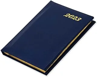 FIS 2023 Golden Pocket Diary English Vinyl 1 Side Padded Week View Blue -FSDI12EG23BL