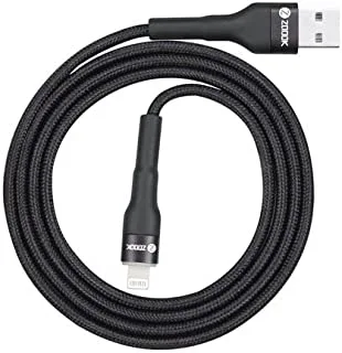 ZF-LIGHTUP I - Ultra Fast charging USB to Lightning cable with LED Lights, 3A - Black+Grey