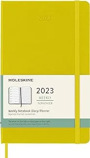 Moleskine Weekly Planner 2023 ، يوميات أسبوعية لمدة 12 شهرًا ، مخطط أسبوعي ودفتر ملاحظات ، غلاف صلب ، مقاس كبير 13 × 21 سم ، اللون أصفر قش