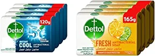 Dettol Cool Anti-Bacterial Bathing Soap Bar, 120g, Pack of 4 $$ Fresh Citrus & Orange Blossom Fragrance, 165G -