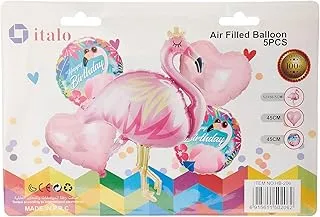 Italo Flamingo Shaped Birthday Decoration Balloon 5-Pieces Set