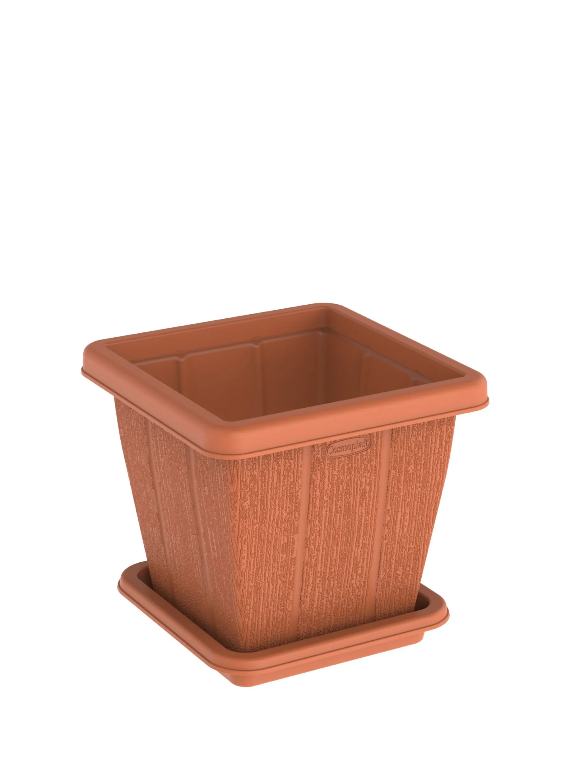 Cosmoplast 10L Cedargrain Square Planter with Tray