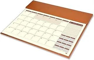 FIS Year Planner 2023 (English/French) Italian PU with Desk Blotter, Brown - FSDKPUBEF23BR