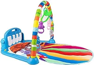 COOLBABY Large Play Learn Infant Gym Toys Piano Activity - Baby Kick and Gym Play Mat Lay & Play 3 in 1 Fitness Music and Lights Fun Piano for 0-36 Months Girl Boy - Easy to Disassemble and Washable