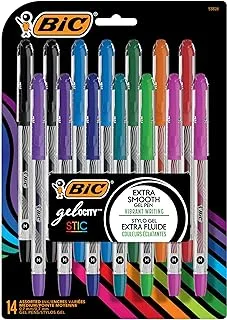 BIC Gel-ocity Smooth Stic Gel Pen, Medium Point (0.7mm), Assorted Colors, 14-Count, Vibrant and Smooth Gel Ink Pens