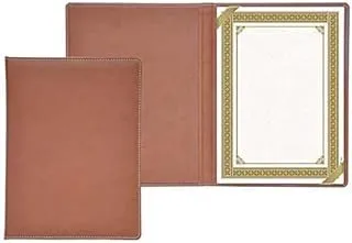 FIS FSCLCERTPURBR Italian PU Certificate Folders with Gift Box, A4 Size, Brown